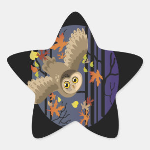 秋フクロウ 星シール