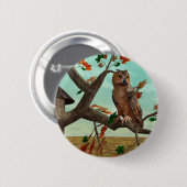 秋フクロウ 缶バッジ (正面&裏面)