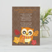 秋フクロー誕生日パーティーの招待 招待状 (スタンド正面)