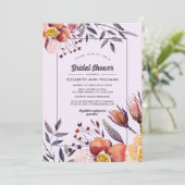 秋フラワーウォーターカラープラムブライダルシャワー 招待状 (スタンド正面)