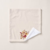 秋フラワーオレンジラストイエローパープル バスタオルセット (ウォッシュタオル)