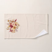 秋フラワーオレンジラストイエローパープル バスタオルセット (ハンドタオル)