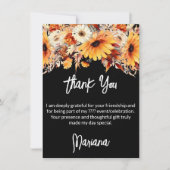 秋フラワーオンブラックパーティーサンキューカード 招待状 (正面)