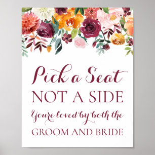 秋フラワーサイド記号ではない座席を選択する、オレンジ ポスター