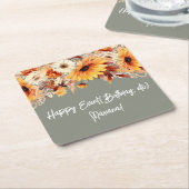 秋フラワーズオンセージパーティー スクエアペーパーコースター (アングル)