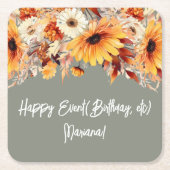 秋フラワーズオンセージパーティー スクエアペーパーコースター (正面)