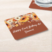 秋フラワーズオンテラコッタパーティー スクエアペーパーコースター (アングル)