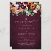 秋フラワーズバーグンディ結婚さんの式プログラム (正面/裏面)