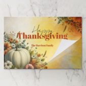 秋フラワーズパンプキンサンクスギビング紙ランチョンマット ペーパーパッド (折り畳み)