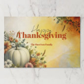 秋フラワーズパンプキンサンクスギビング紙ランチョンマット ペーパーパッド (正面)