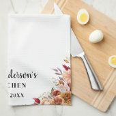 秋フラワーズファミリーキッカスタムチン キッチンタオル (四つ折り)