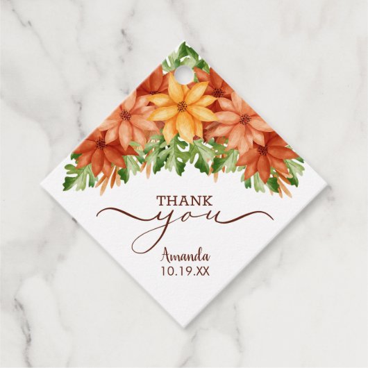 秋フラワーズブライダルシャワーありがとう フェイバータグ (正面)