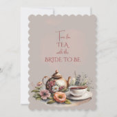 秋フラワーズブライダルティーパーティーティーポット招待状 案内状 (正面)