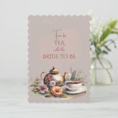 秋フラワーズブライダルティーパーティーティーポット招待状 案内状 (スタンド正面)