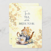 秋フラワーズブライダルティーパーティーティーポット招待状 案内状 (正面/裏面)