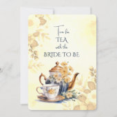 秋フラワーズブライダルティーパーティーティーポット招待状 案内状 (正面)