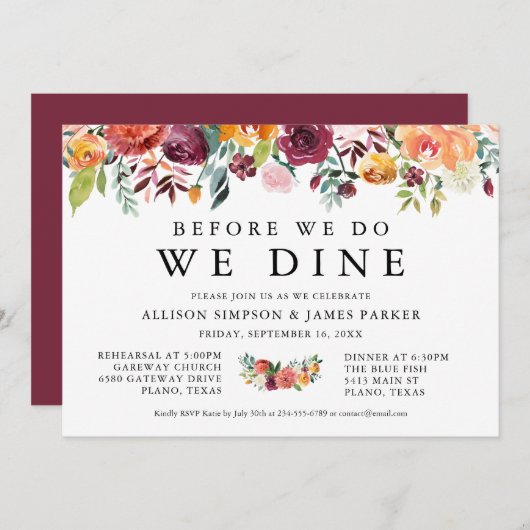 秋フラワーズボホリハーサルディナー招待状 招待状 (正面/裏面)