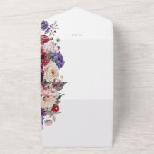 秋フラワーダリアバンチ秋の結婚式ブルゴーニュ オールインワン招待状 (外側)