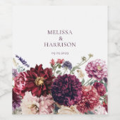 秋フラワーダリアバンチ秋の結婚式花模様 ワインラベル (シングルラベル)