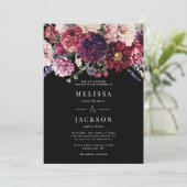 秋フラワーダリア結婚式招待状ブラック 招待状 (スタンド正面)