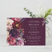 秋フラワーダリア結婚式招待状ブラック 招待状 (スタンド正面)