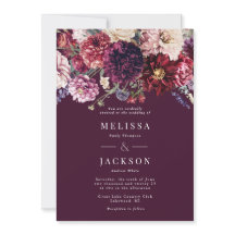 秋フラワーダリア結婚式招待状ブルゴーニュ