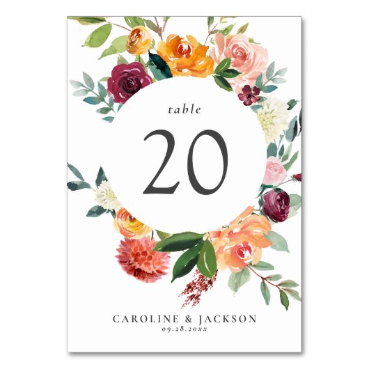 秋フラワーテーブルナンバーカー結婚ド テーブルナンバー (正面)