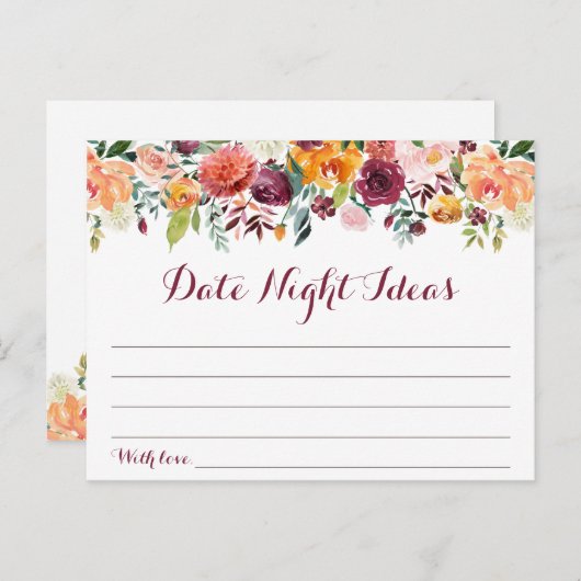 秋フラワーデイトナイトアイディアカードオレンジマルーン ポストカード (正面/裏面)