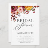 秋フラワーブライダルシャワー招待 招待状 (正面/裏面)