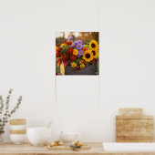 秋フラワーブーケグラフィック ポスター (キッチン)