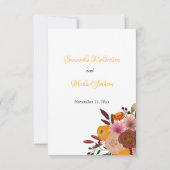 秋フラワーホワイトRSVP応答カード 出欠カード (裏面)