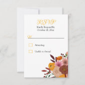 秋フラワーホワイトRSVP no food option response 出欠カード (正面)