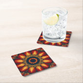 秋フラワー万華鏡のように千変万化するパターン スクエアペーパーコースター (インサイチュ)