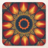秋フラワー万華鏡のように千変万化するパターン スクエアペーパーコースター (正面)
