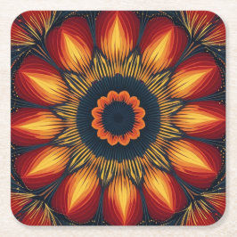 秋フラワー万華鏡のように千変万化するパターン スクエアペーパーコースター