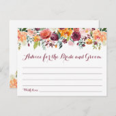 秋フラワー結婚ズアドバイスカード、オレンジマルーン ポストカード (正面/裏面)