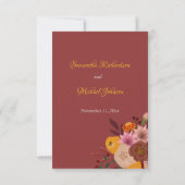 秋フラワーRSVPなしフードオプション応答カード 出欠カード