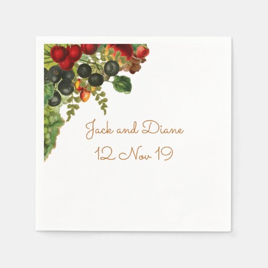 秋フルーツナプキン スタンダードカクテルナプキン (正面)