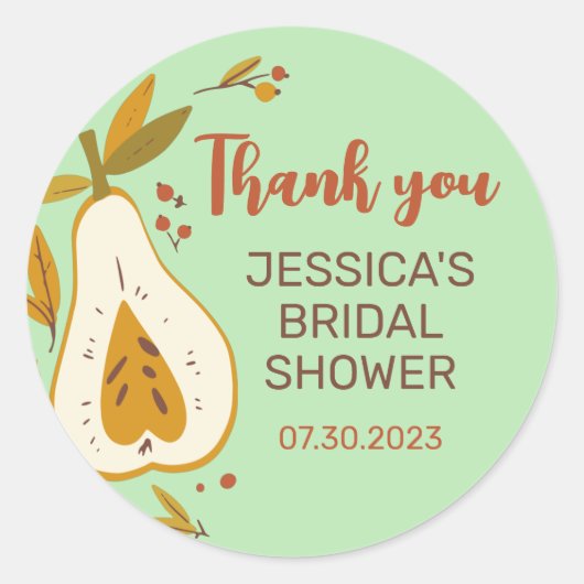 秋フルーツ梨秋シーズンブライダルシャワー ラウンドシール (正面)