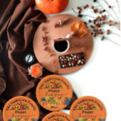 秋フルーツ花と葉ハッピー感謝祭 ペーパープレート