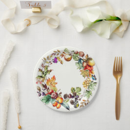 秋フルーツ&バタフライリース紙プレート ペーパープレート