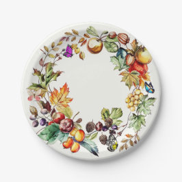 秋フルーツ&バタフライリース紙プレート ペーパープレート