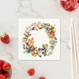 秋フルーツ&バタフライリース紙 スタンダードカクテルナプキン