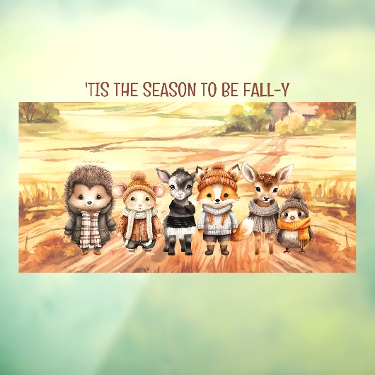 秋フレンズかわいい動物の名前ウィンドウにしがみつく ウィンドウサイン (シート3)