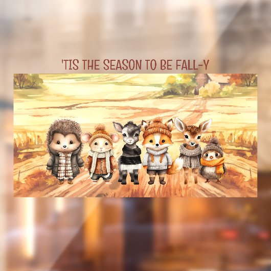 秋フレンズかわいい動物の名前ウィンドウにしがみつく ウィンドウサイン (シート2)