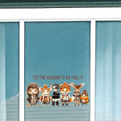 秋フレンズかわいい動物の文字ウィンドウにしがみつく ウィンドウサイン