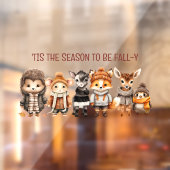 秋フレンズかわいい動物の文字ウィンドウにしがみつく ウィンドウサイン (シート2)