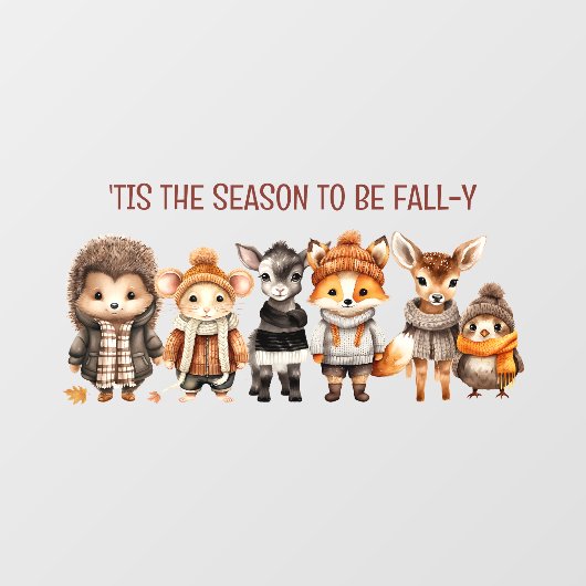 秋フレンズかわいい動物の文字ウィンドウにしがみつく ウィンドウサイン (シート)