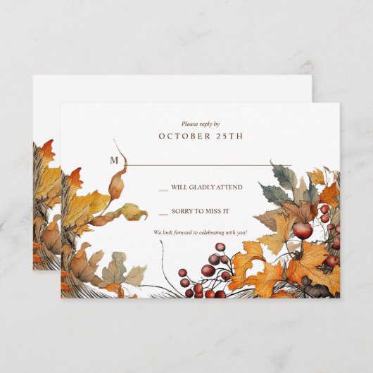 秋フレーム応答カード 出欠カード (正面/裏面)