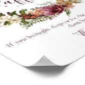 秋フローラおむつラッフルベビーシャワーサイン ポスター (角)